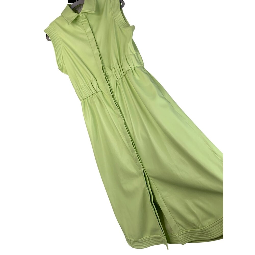 NWT Small House Of Harlow Vegan Leather Sleeveless Lime Green Midi Dress $249